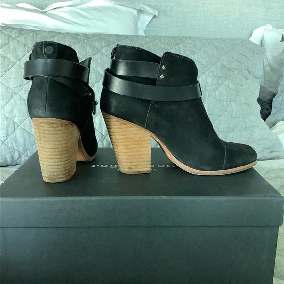 Rag and Bone Black Harrow Suede Stacked Heel Boots/Booties - Picture 3 of 5